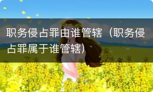 职务侵占罪由谁管辖（职务侵占罪属于谁管辖）