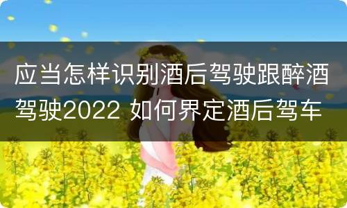 应当怎样识别酒后驾驶跟醉酒驾驶2022 如何界定酒后驾车