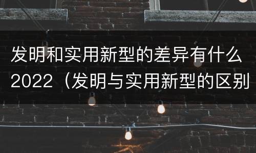 发明和实用新型的差异有什么2022（发明与实用新型的区别有哪些）