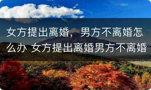 女方提出离婚，男方不离婚怎么办 女方提出离婚男方不离婚怎么办?