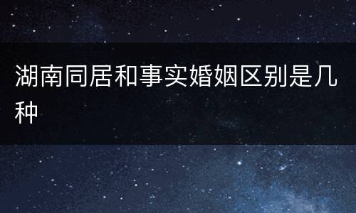湖南同居和事实婚姻区别是几种