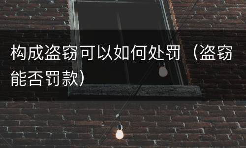 构成盗窃可以如何处罚（盗窃能否罚款）