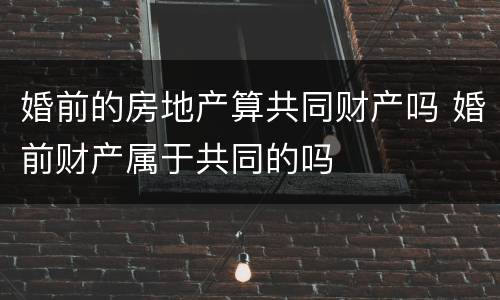 婚前的房地产算共同财产吗 婚前财产属于共同的吗