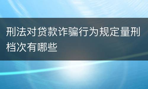 刑法对贷款诈骗行为规定量刑档次有哪些