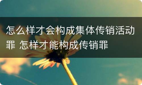 怎么样才会构成集体传销活动罪 怎样才能构成传销罪