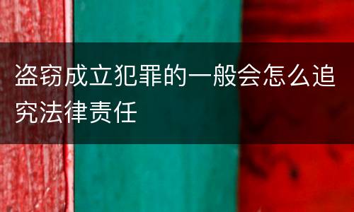 盗窃成立犯罪的一般会怎么追究法律责任
