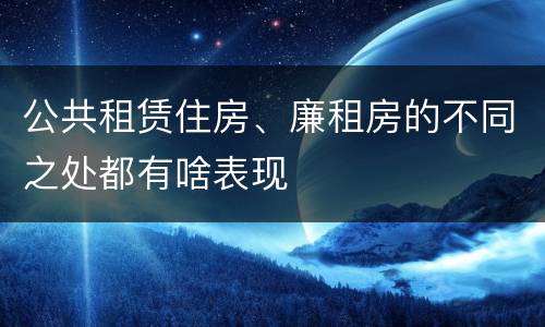 公共租赁住房、廉租房的不同之处都有啥表现