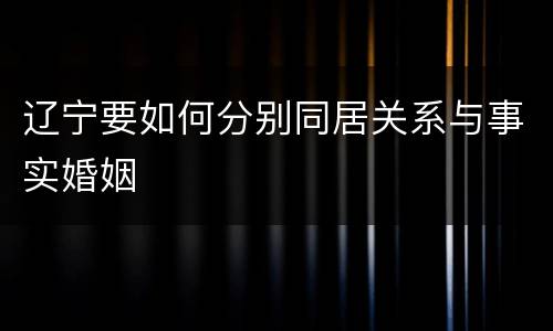 辽宁要如何分别同居关系与事实婚姻