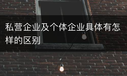 私营企业及个体企业具体有怎样的区别