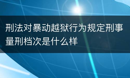 刑法对暴动越狱行为规定刑事量刑档次是什么样