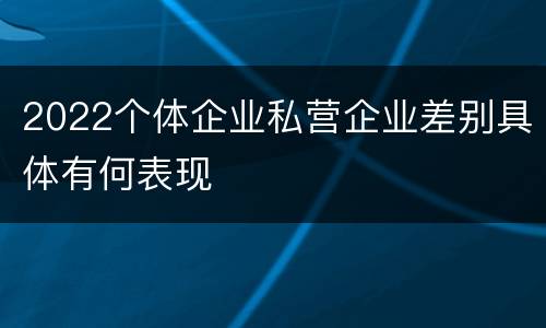 2022个体企业私营企业差别具体有何表现