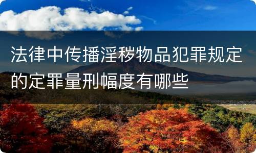 法律中传播淫秽物品犯罪规定的定罪量刑幅度有哪些