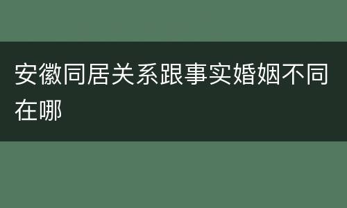 安徽同居关系跟事实婚姻不同在哪