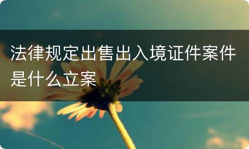 法律规定出售出入境证件案件是什么立案