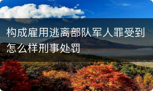 构成雇用逃离部队军人罪受到怎么样刑事处罚