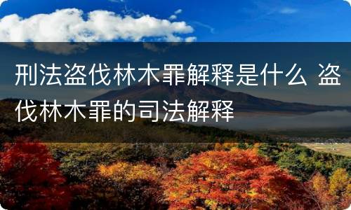 刑法盗伐林木罪解释是什么 盗伐林木罪的司法解释