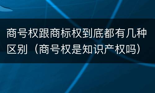 商号权跟商标权到底都有几种区别（商号权是知识产权吗）