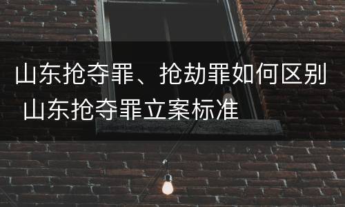 山东抢夺罪、抢劫罪如何区别 山东抢夺罪立案标准