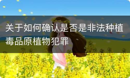 关于如何确认是否是非法种植毒品原植物犯罪