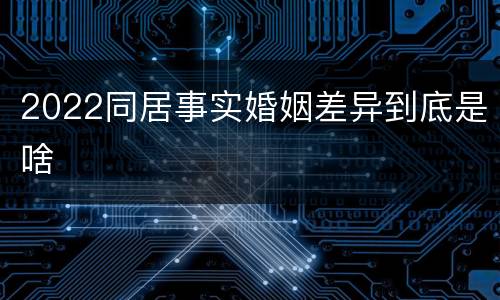 2022同居事实婚姻差异到底是啥