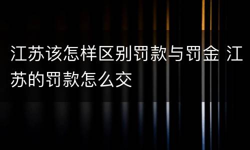江苏该怎样区别罚款与罚金 江苏的罚款怎么交