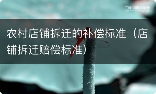 农村店铺拆迁的补偿标准（店铺拆迁赔偿标准）