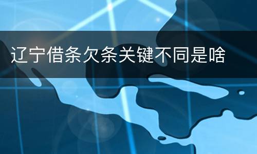 辽宁借条欠条关键不同是啥