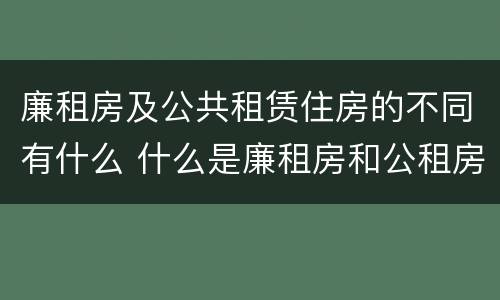 廉租房及公共租赁住房的不同有什么 什么是廉租房和公租房两个有什么特点