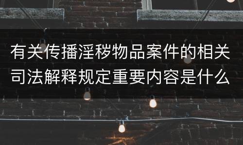 有关传播淫秽物品案件的相关司法解释规定重要内容是什么