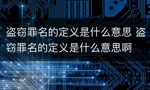 盗窃罪名的定义是什么意思 盗窃罪名的定义是什么意思啊