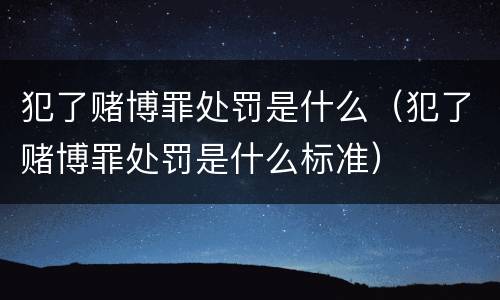 犯了赌博罪处罚是什么（犯了赌博罪处罚是什么标准）