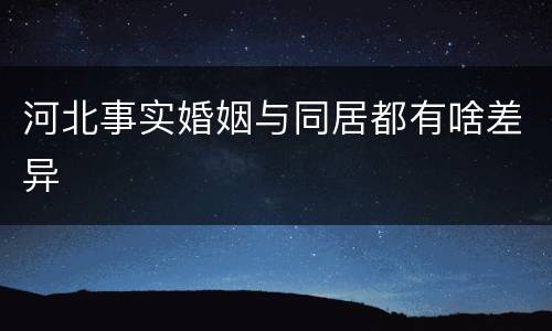 河北事实婚姻与同居都有啥差异