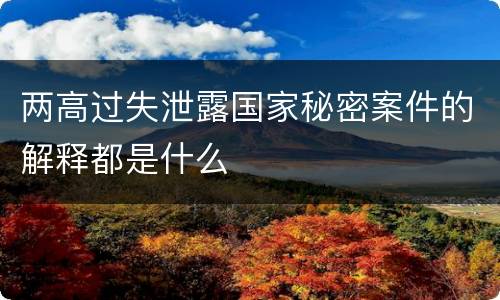 两高过失泄露国家秘密案件的解释都是什么
