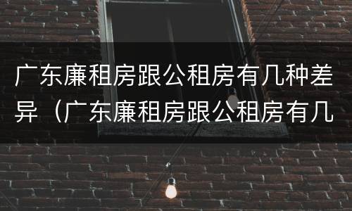 广东廉租房跟公租房有几种差异（广东廉租房跟公租房有几种差异嘛）