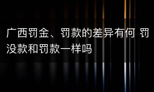 广西罚金、罚款的差异有何 罚没款和罚款一样吗