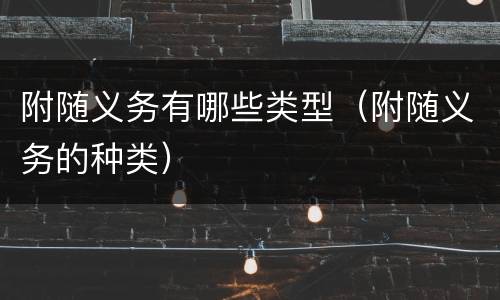 附随义务有哪些类型（附随义务的种类）