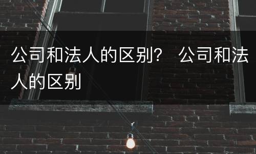 公司和法人的区别？ 公司和法人的区别