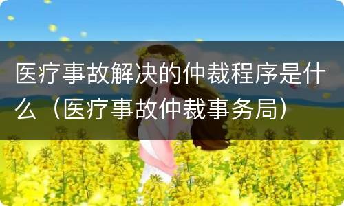 医疗事故解决的仲裁程序是什么（医疗事故仲裁事务局）