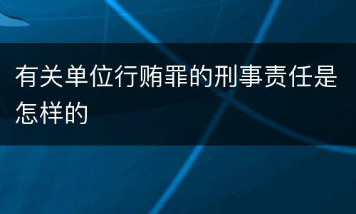 有关单位行贿罪的刑事责任是怎样的