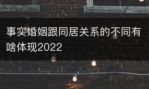 事实婚姻跟同居关系的不同有啥体现2022