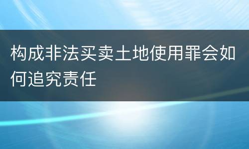 构成非法买卖土地使用罪会如何追究责任