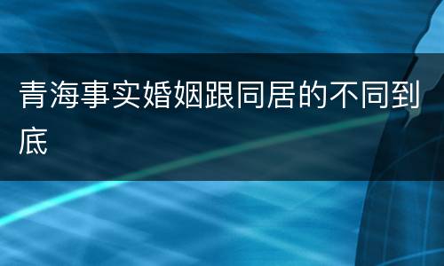 青海事实婚姻跟同居的不同到底