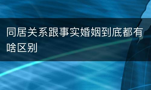 同居关系跟事实婚姻到底都有啥区别