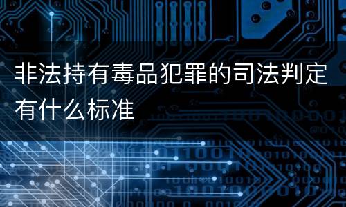 非法持有毒品犯罪的司法判定有什么标准