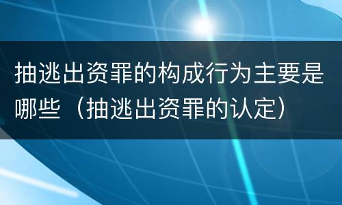 抽逃出资罪的构成行为主要是哪些（抽逃出资罪的认定）