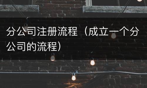 分公司注册流程（成立一个分公司的流程）