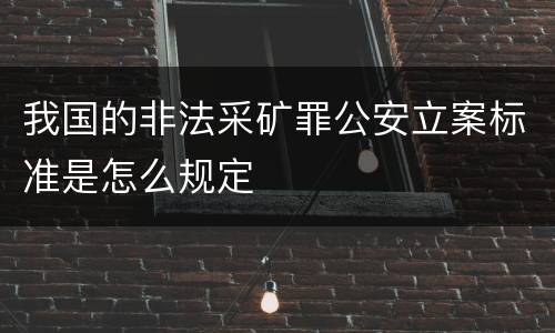 我国的非法采矿罪公安立案标准是怎么规定