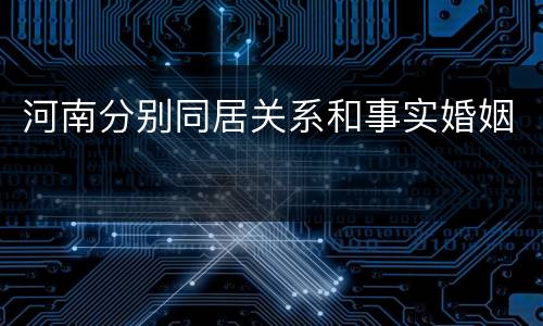 河南分别同居关系和事实婚姻