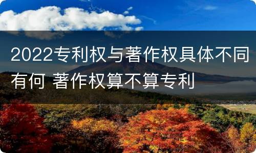 2022专利权与著作权具体不同有何 著作权算不算专利