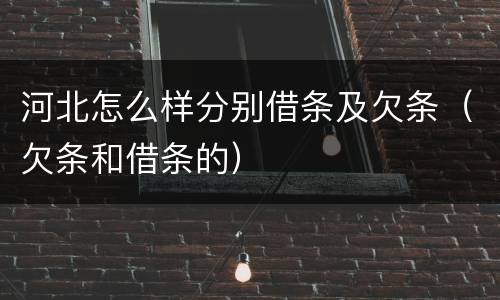 河北怎么样分别借条及欠条（欠条和借条的）